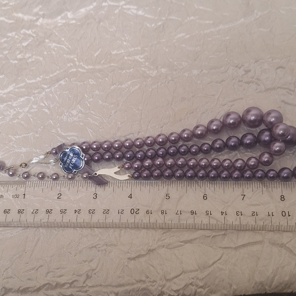 VTG Paul Morris 2 Strand Simulated Pearls Lavender & Dark Purple 16" Necklace - Picture 7 of 10